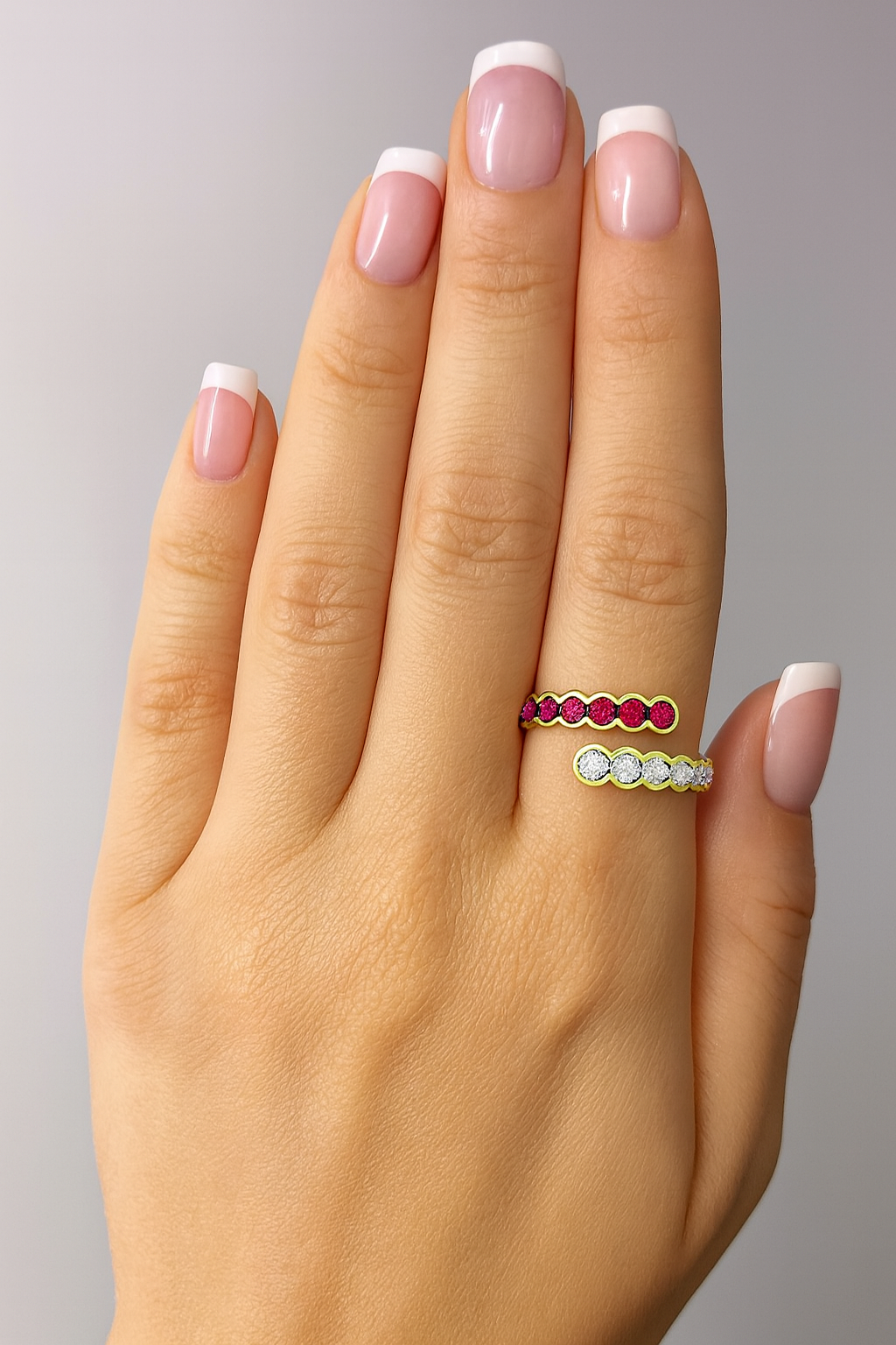 Ruby and Diamond Bezel Wrap Ring in 14K Gold