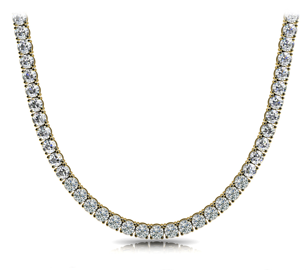 Lab Grown Diamond Full Eternity Tennis Necklace in 14K Gold | 9–22 Carats | 16" or 18"