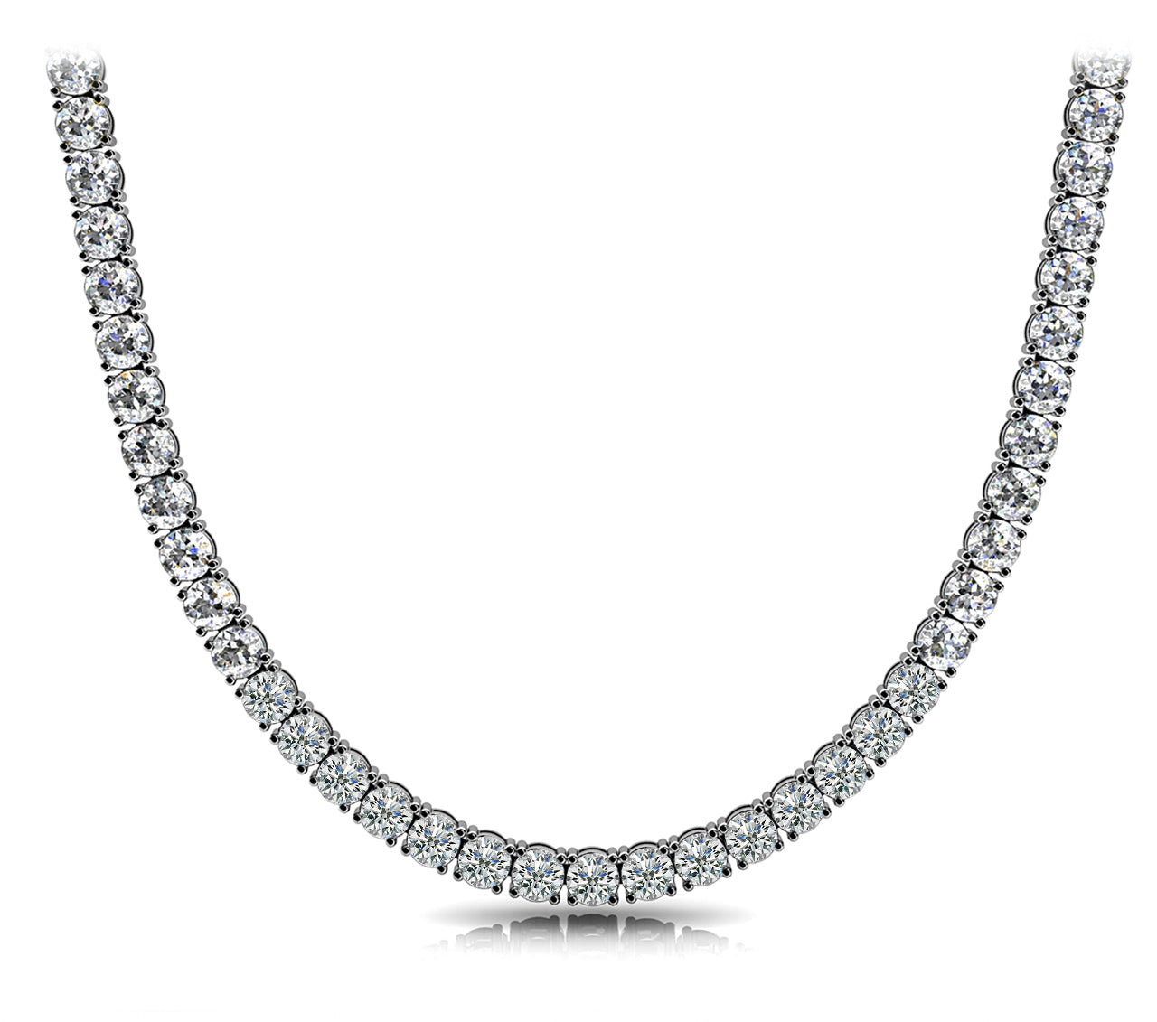 Lab Grown Diamond Full Eternity Tennis Necklace in 14K Gold | 9–22 Carats | 16" or 18"