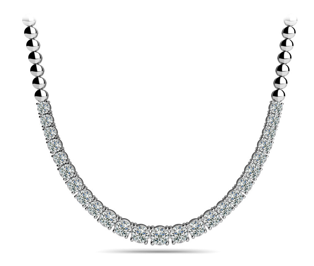 Lab Grown Diamond Half Eternity Tennis Necklace in 14K Gold | 6–8 Carats | 16" or 18"