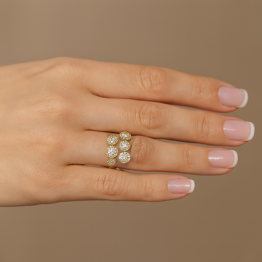 Glamorous 14K Gold Diamond Illusion Wrap Ring