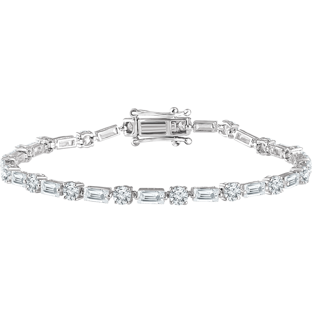 Lab Grown Mixed-Cut Diamond Tennis Bracelet in 14K Gold | 16 Carats | E–F VS1 | 7 Inches