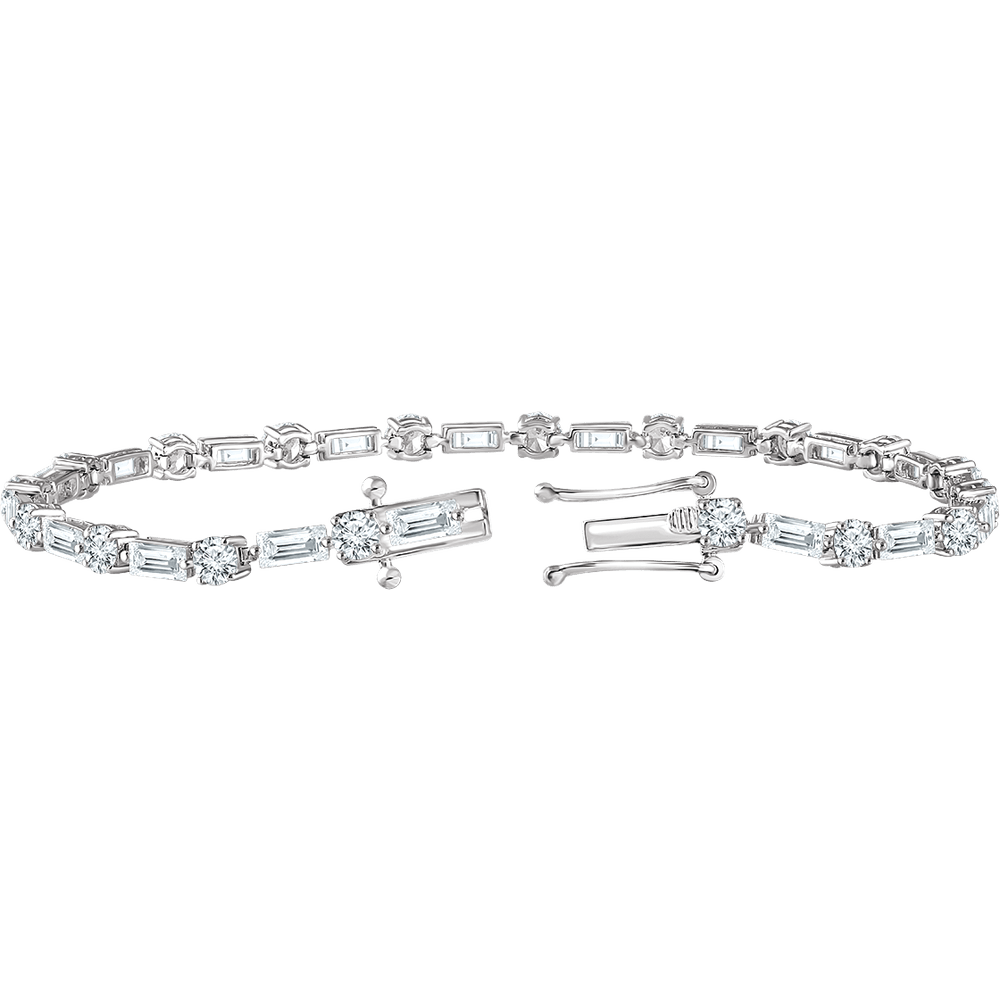 Lab Grown Mixed-Cut Diamond Tennis Bracelet in 14K Gold | 16 Carats | E–F VS1 | 7 Inches