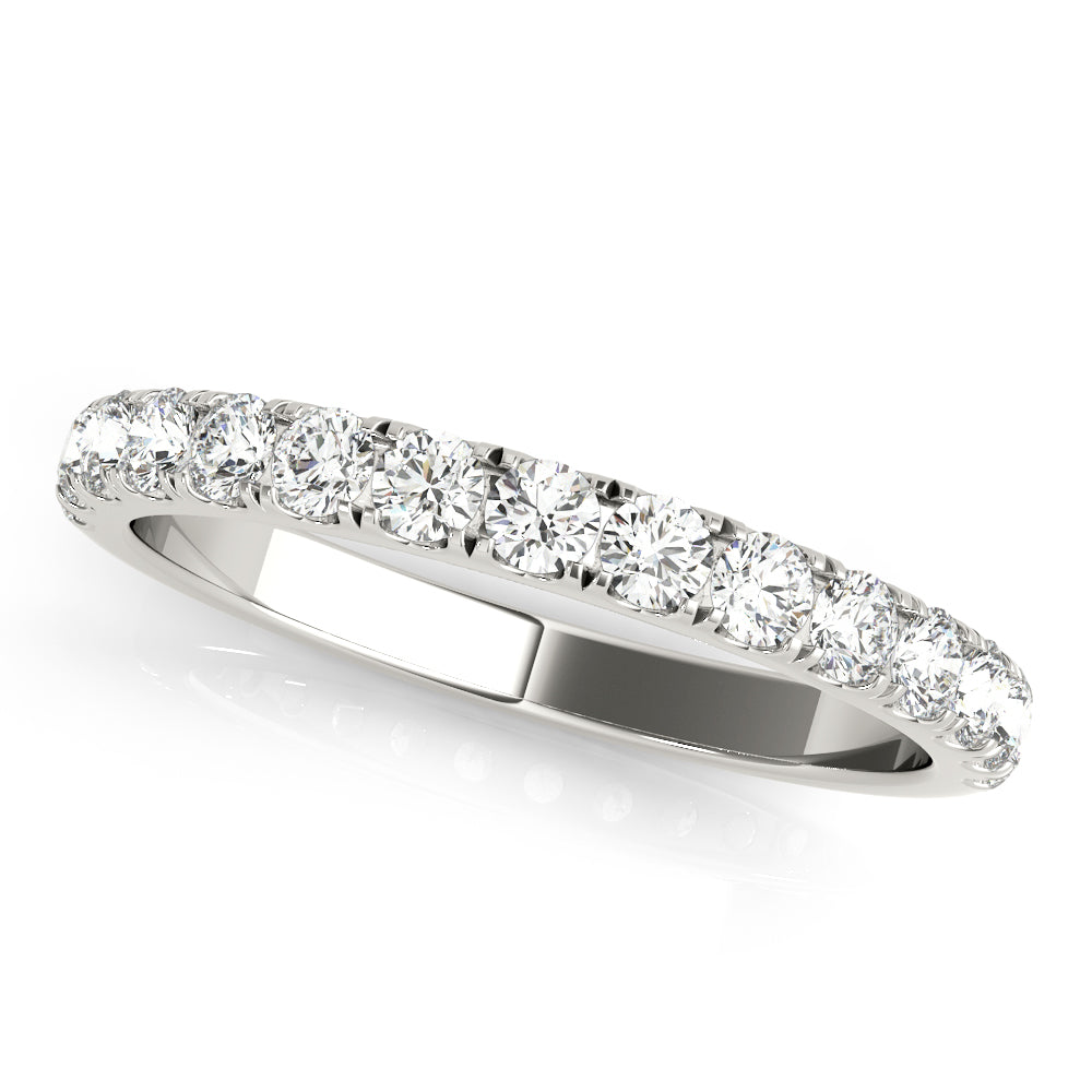 Straight Split Prong Round Diamond Wedding Band