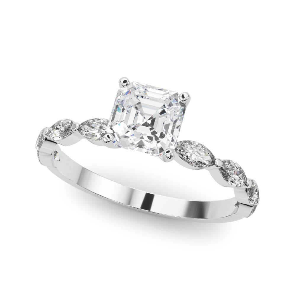 white gold, platinum | shape: asscher