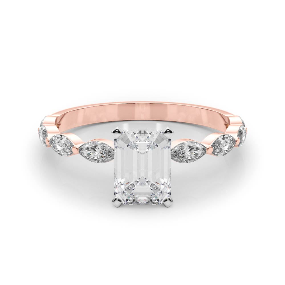 rose gold | shape: emerald
