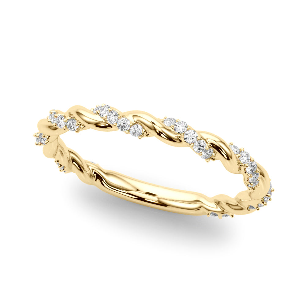 Twisting Round Diamond Wedding Band in 14K Gold, 18K Gold, or Platinum – 0.50 CTW