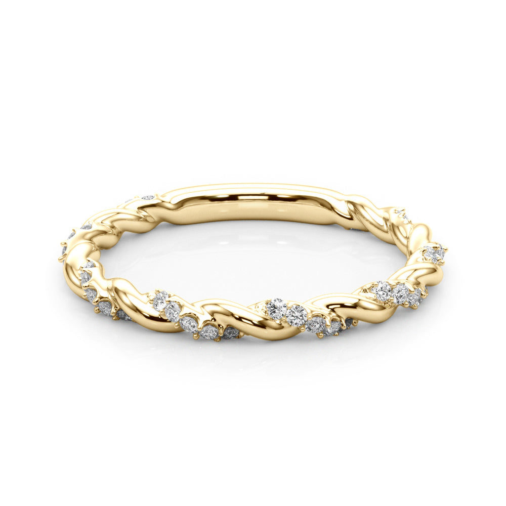 Twisting Round Diamond Wedding Band in 14K Gold, 18K Gold, or Platinum – 0.50 CTW