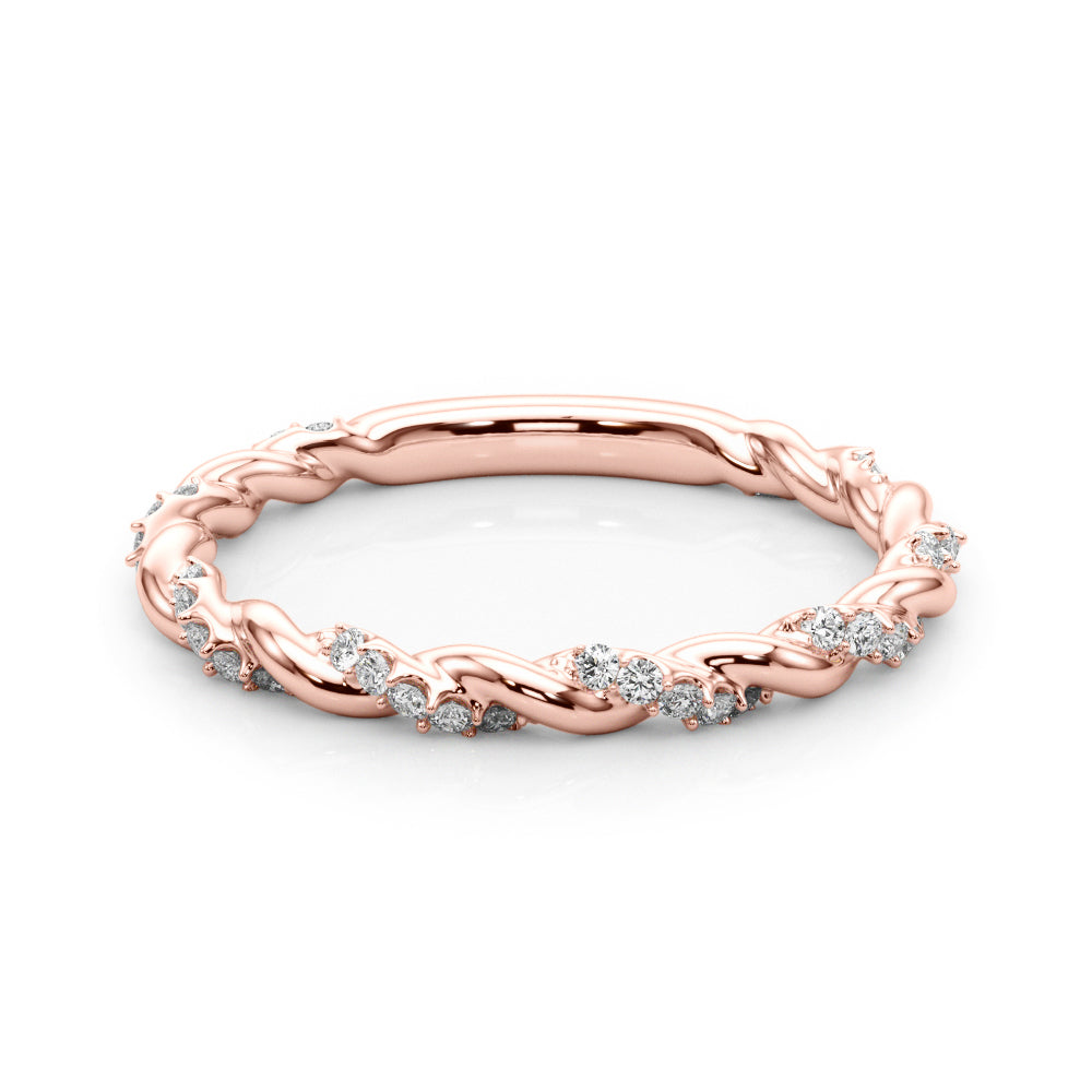 Twisting Round Diamond Wedding Band in 14K Gold, 18K Gold, or Platinum – 0.50 CTW