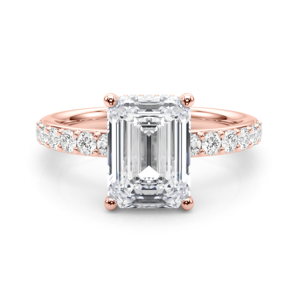 rose gold | shape: emerald