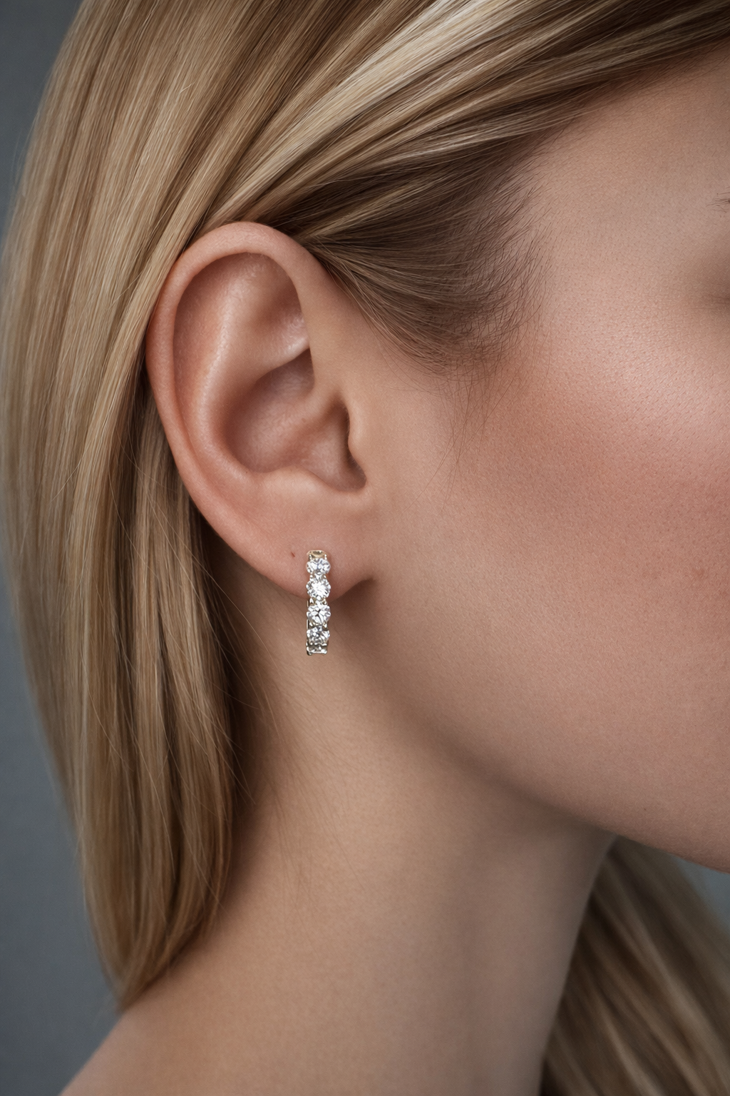 Classic Shared Prong Diamond Hoop Earrings in 14K or 18K Gold