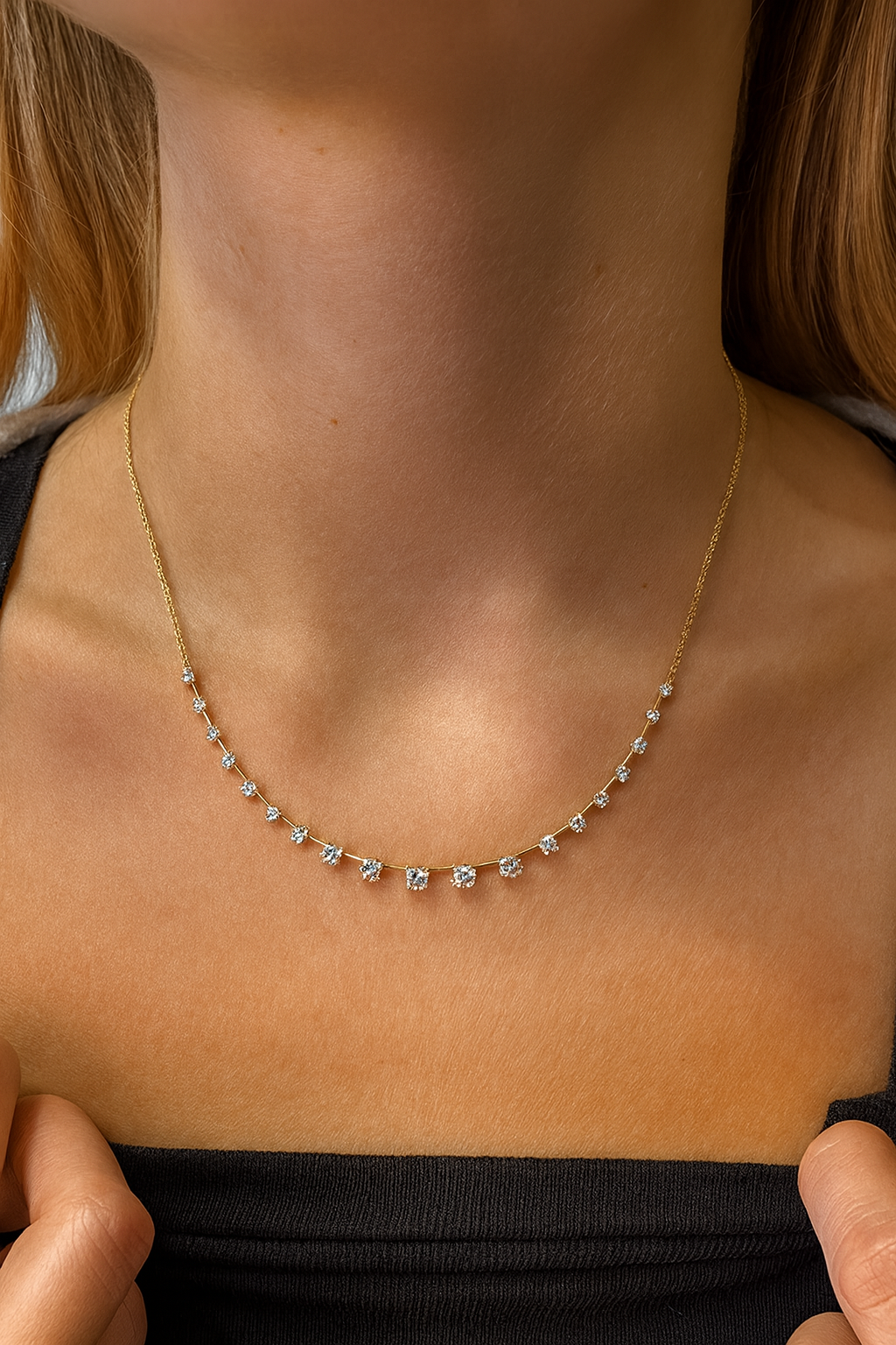 Elegant 1.16 Carat Diamond Bar-Set Necklace in 14K Gold