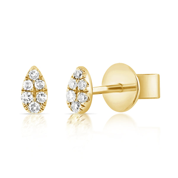 14K Gold Pear Shaped Diamond Stud