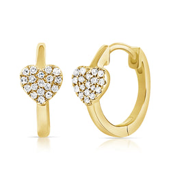 Diamond Heart Huggie Earrings made in 14K Gold