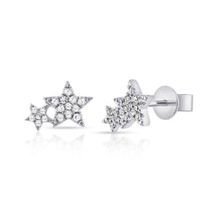 14K Gold Diamond Star Stud Earrings | 0.12 Carats | White, Yellow, or Rose Gold