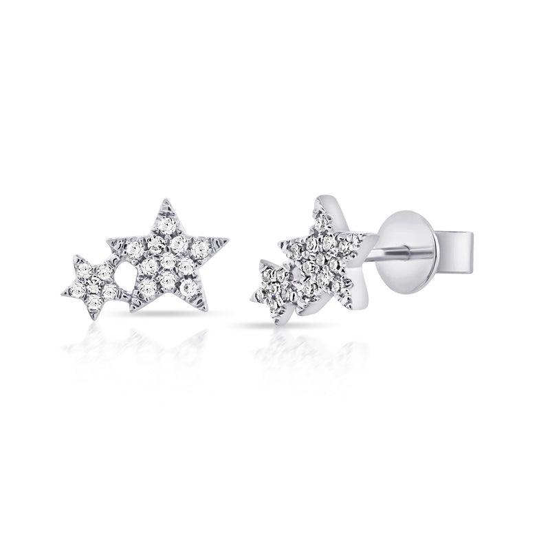 14K Gold Diamond Star Stud Earrings | 0.12 Carats | White, Yellow, or Rose Gold
