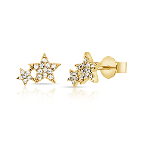 14K Gold Diamond Star Stud Earrings | 0.12 Carats | White, Yellow, or Rose Gold