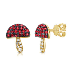 Diamond & Ruby Mushroom Studs