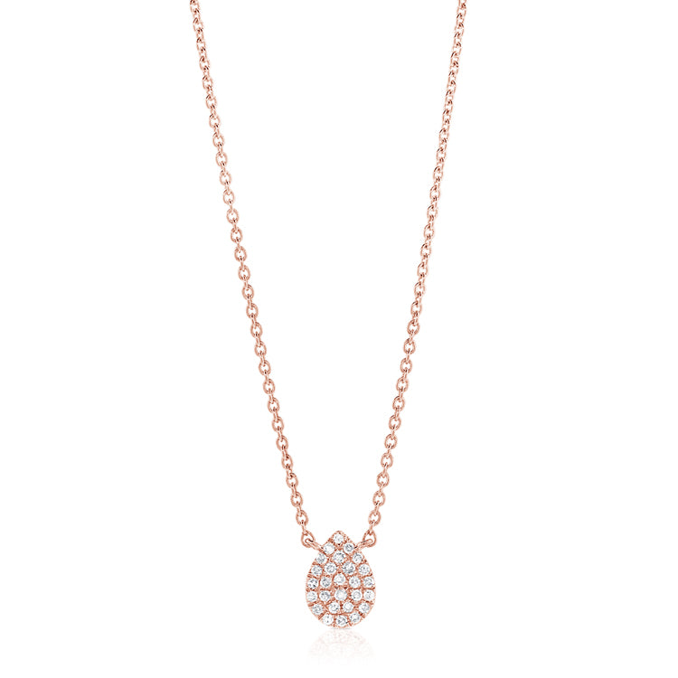 14K Gold Pear-Shaped Diamond Pendant Necklace – 0.09 Carats