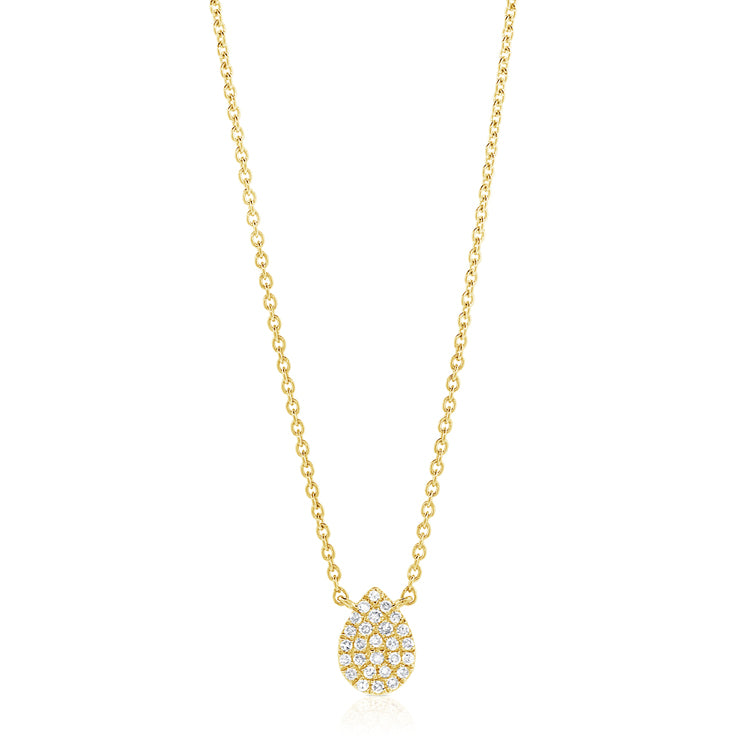 14K Gold Pear-Shaped Diamond Pendant Necklace – 0.09 Carats