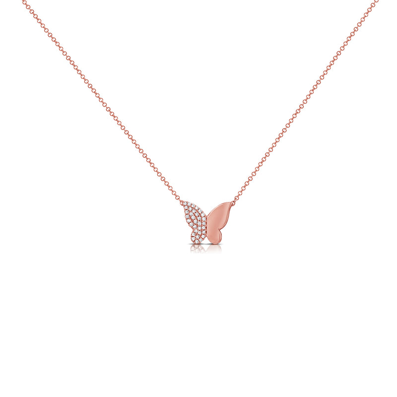 14k Gold Butterfly Necklace with Sparkling Diamonds