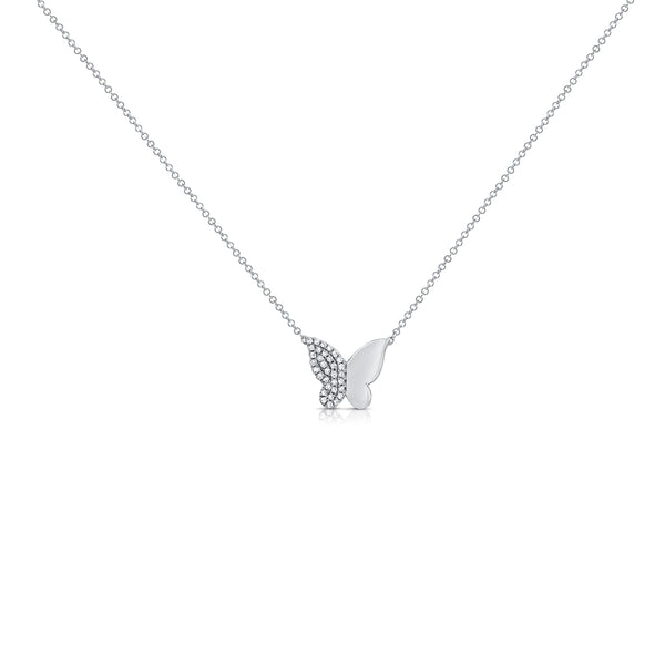 14k Gold Butterfly Necklace with Sparkling Diamonds