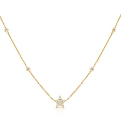 14K Gold Star Pendant with Dazzling Diamonds