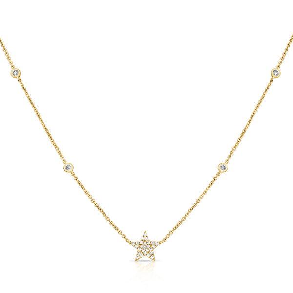 14K Gold Star Pendant with Dazzling Diamonds