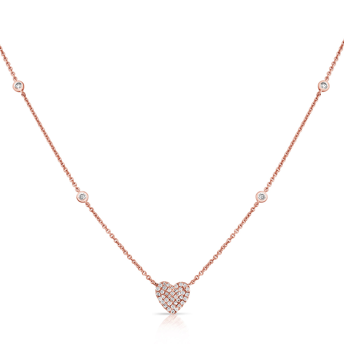 14K Gold Heart Pendant Necklace with Diamonds