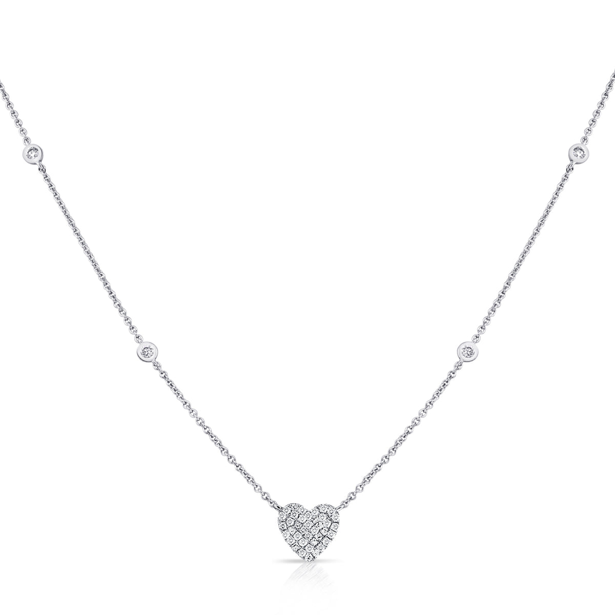 14K Gold Heart Pendant Necklace with Diamonds