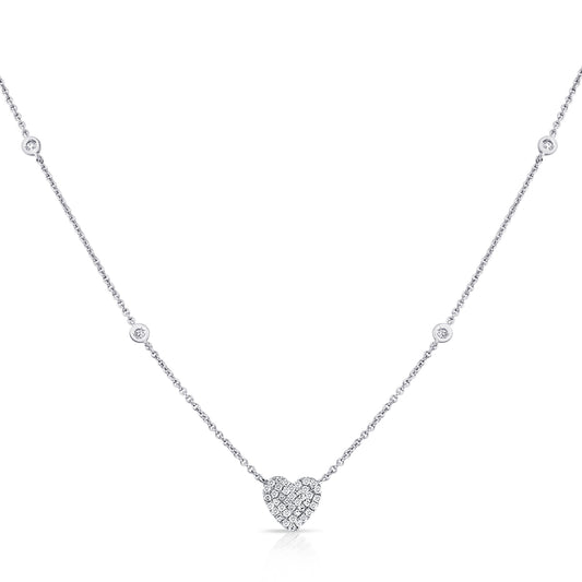 14K Gold Heart Pendant Necklace with Diamonds