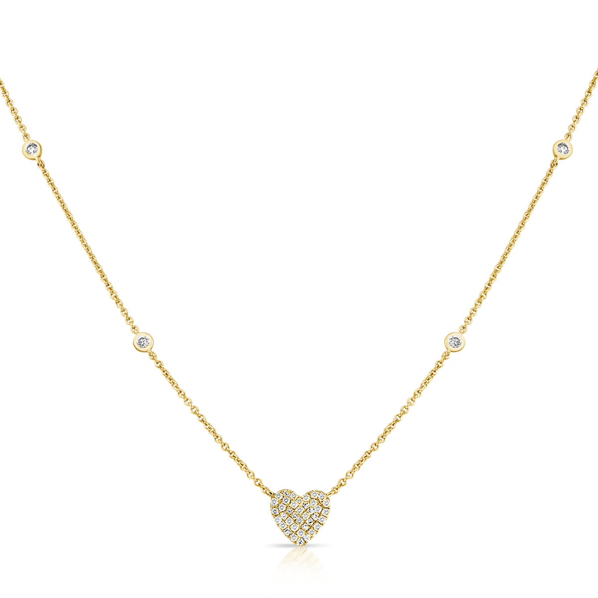 14K Gold Heart Pendant Necklace with Diamonds