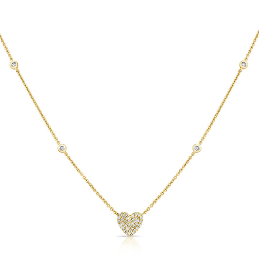 14K Gold Heart Pendant Necklace with Diamonds