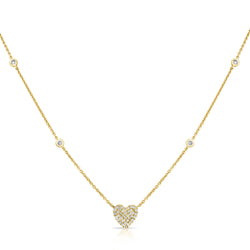 OKGs Collection 14K Gold Heart Pendant Necklace with Diamonds