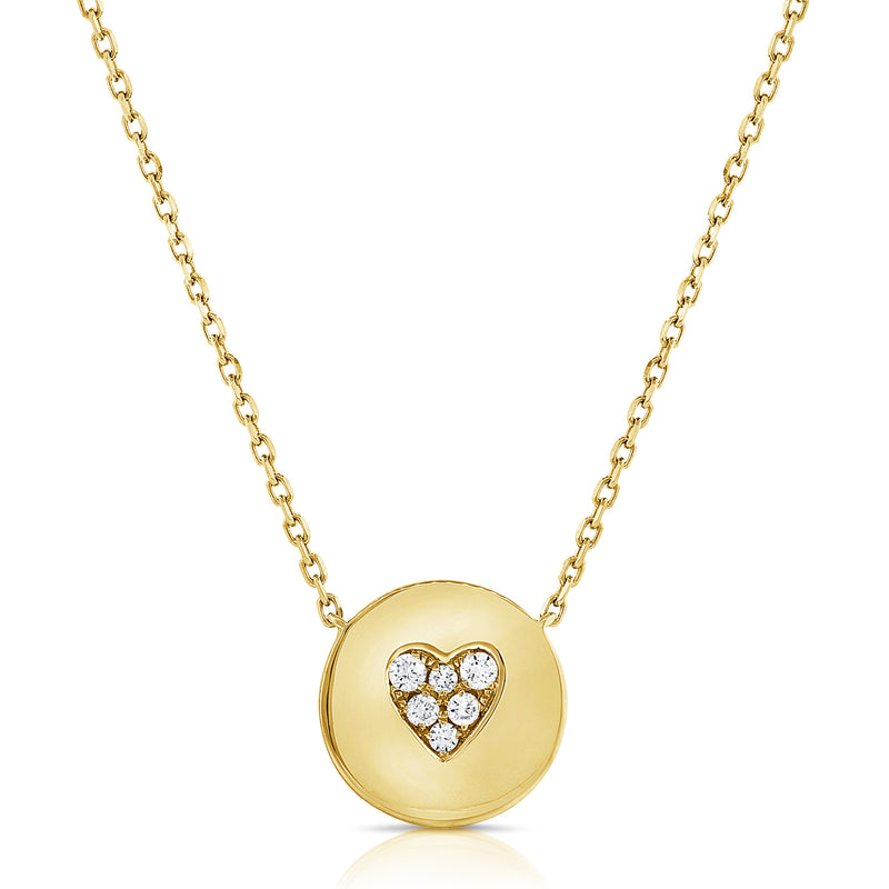 14K Gold Diamond Heart Medallion Necklace