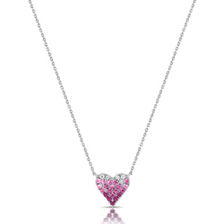 14K Gold Pink Sapphire and Diamond Heart Necklace