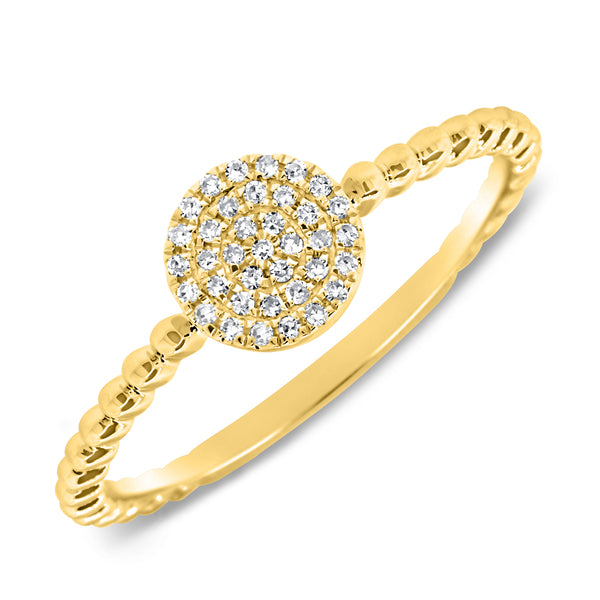 14K Beaded Diamond Ring