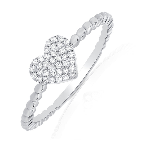 Sparkling Heart Diamond Ring in 14K Gold