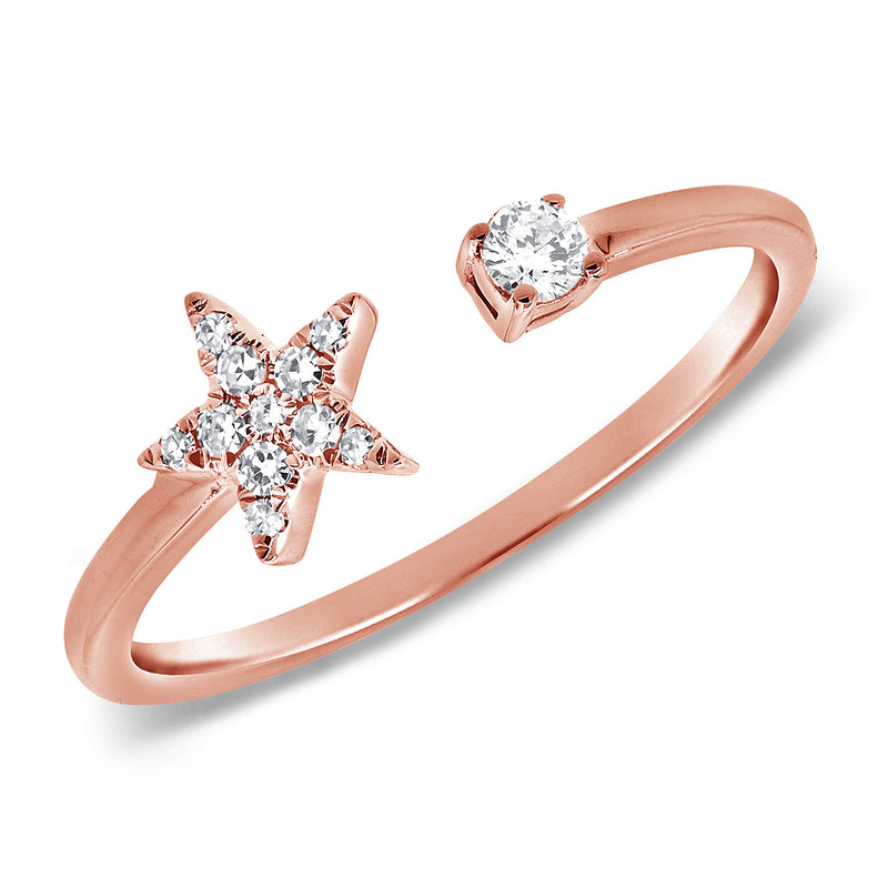 14K Gold Star Wrap Ring with Diamonds