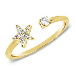 14K Gold Star Wrap Ring with Diamonds