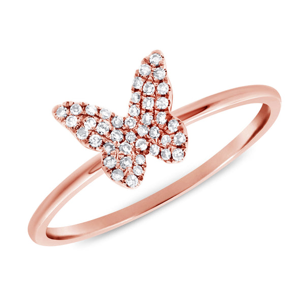 Butterfly Diamond Ring in 14K Rose Gold