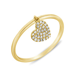 Dangling Pave Diamond Heart Ring