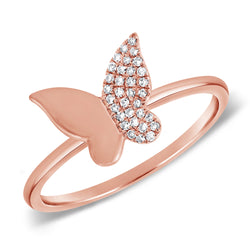 Half Diamond Butterfly Ring made in 14K Gold