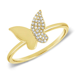 Half Diamond Butterfly Ring made in 14K Gold