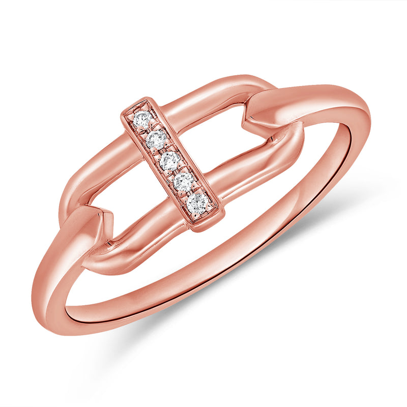 14K Gold Designer Links Ring with Diamonds