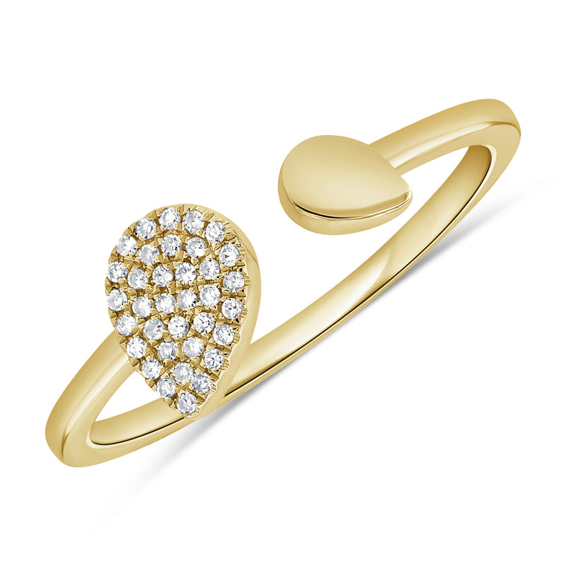 14K Gold Pear Ring with Diamonds