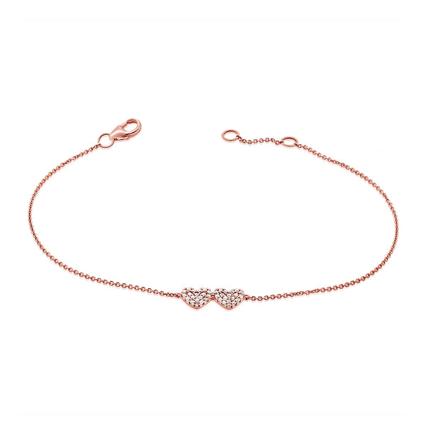 14K Gold Double Heart Diamond Bracelet