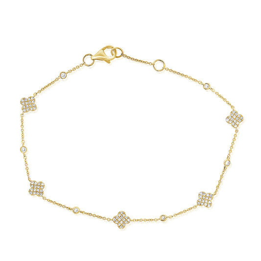 0.32CT Diamond Clover Chain Bracelet