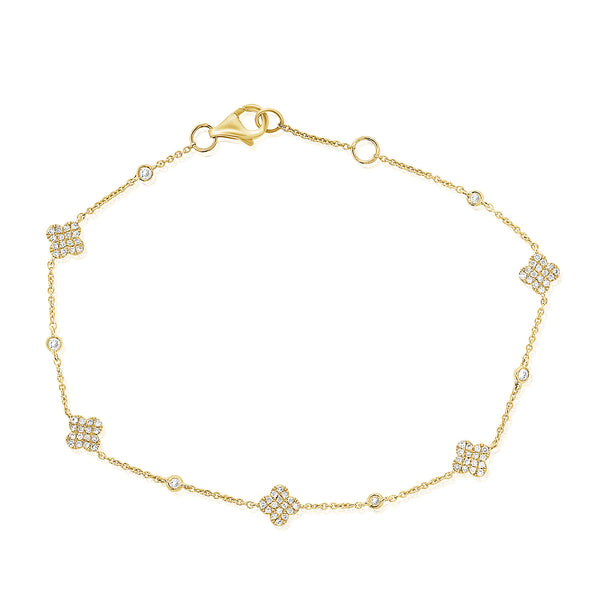 14K Gold Clover Bracelet with Diamonds