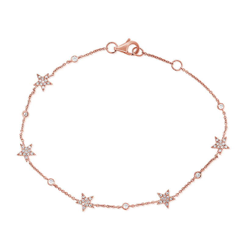 14K Gold Star Bracelet with Diamonds